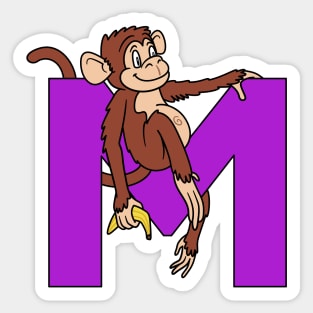 Letter M with Monkey Sticker